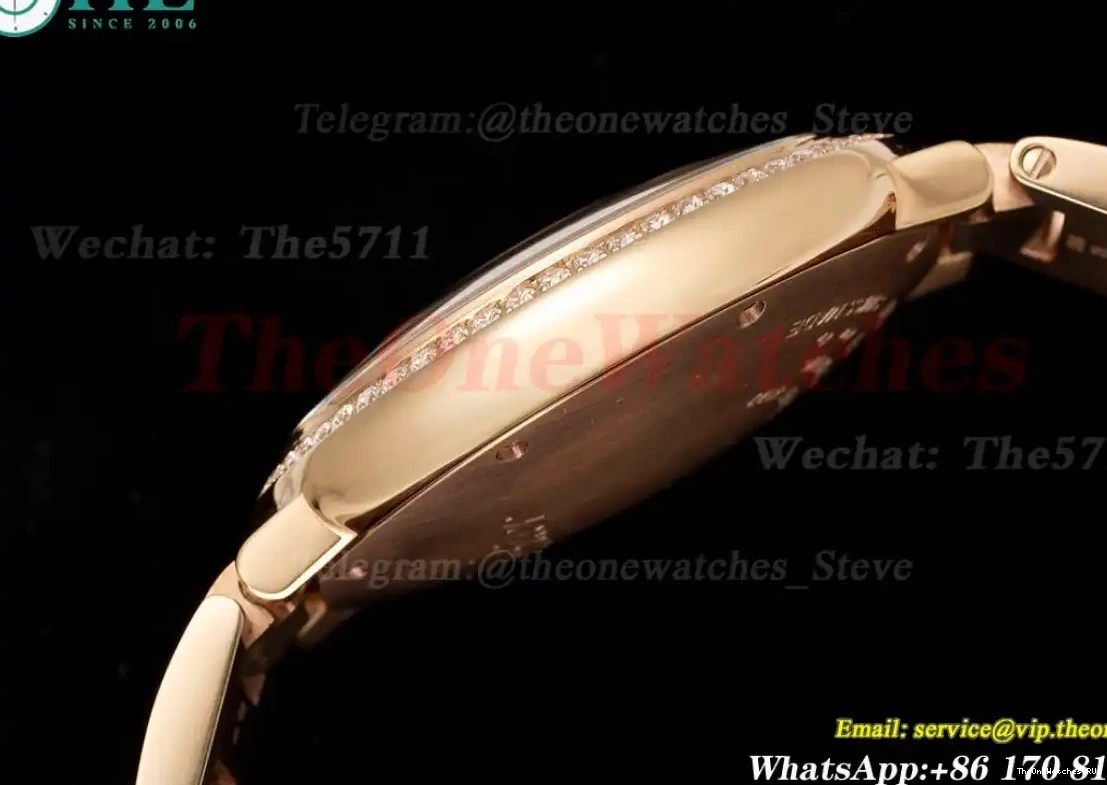 A076 Cartier YG YG De Ballon Wht 36mm 3KF Dia Bleu 0622
